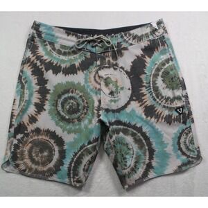 Vissla Shorts Mens Size 32 Green Shred Head Boardshorts Drawstring Pockets NWT